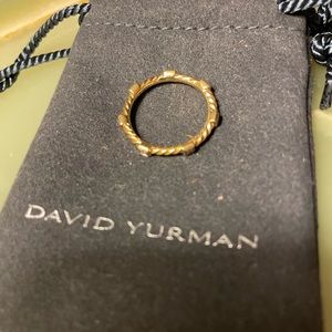 David Yurman diamond yellow gold cable ring - 18K 7 diamond eternity band